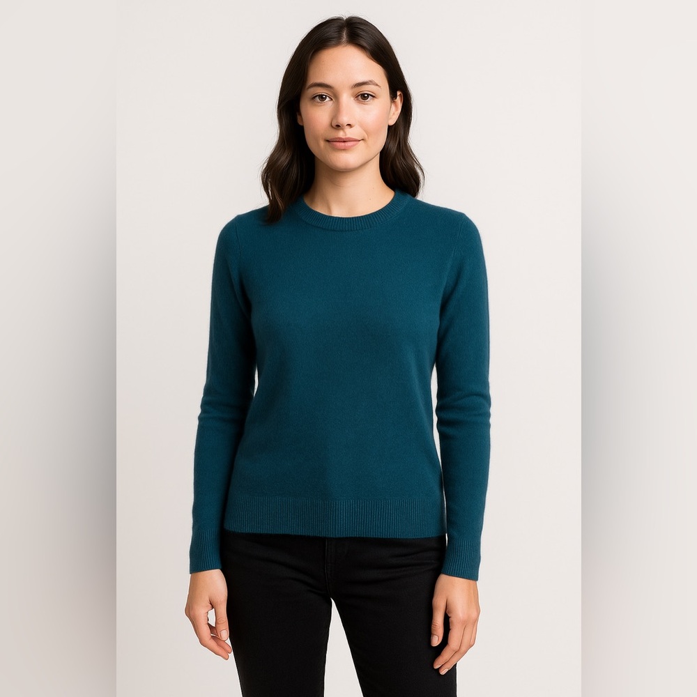 Halogen 100% Cashmere Teal Lightweight Crewneck Sweater Women’s Small